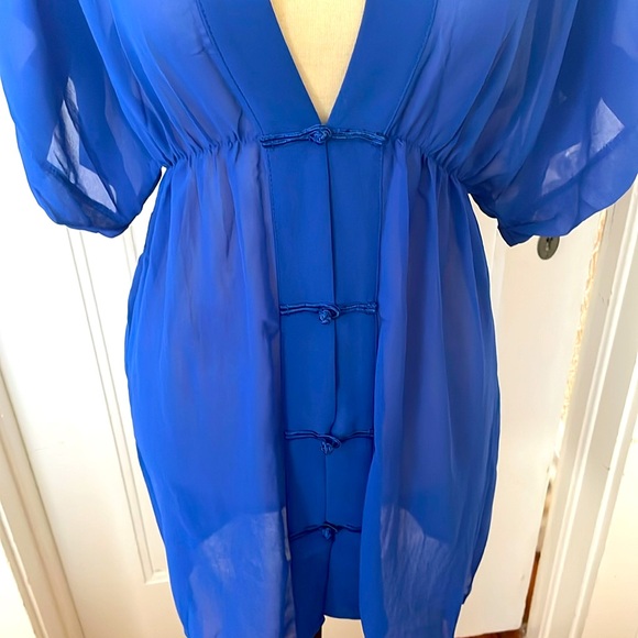 NWT Adome Brilliant Blue Sheer‎ Beach Coverup one size - Picture 5 of 6